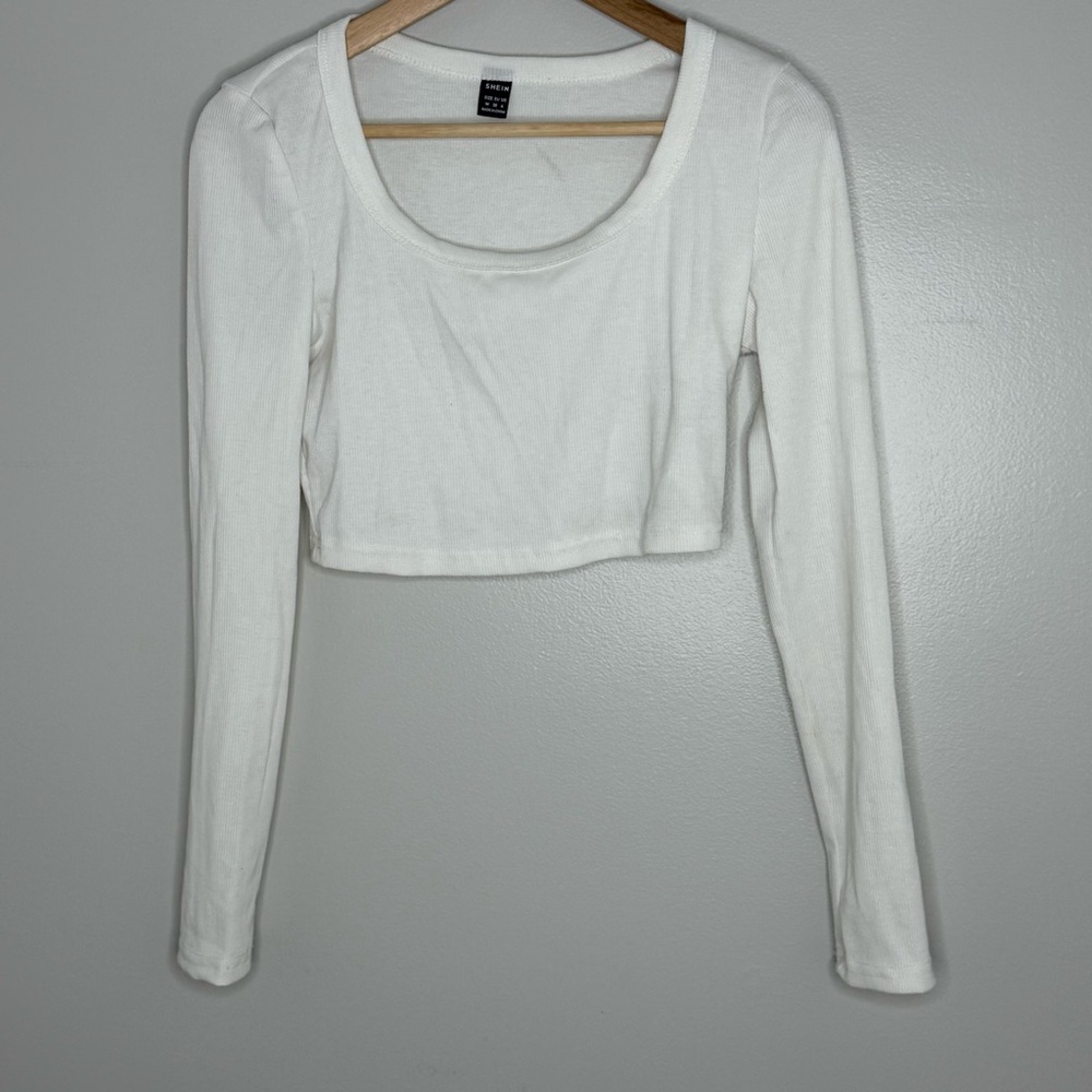 SHEIN Women’s Size M White Long Sleeve Crop Top